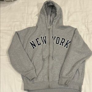 Brandy Melville Gray Zip Up New York Hoodie